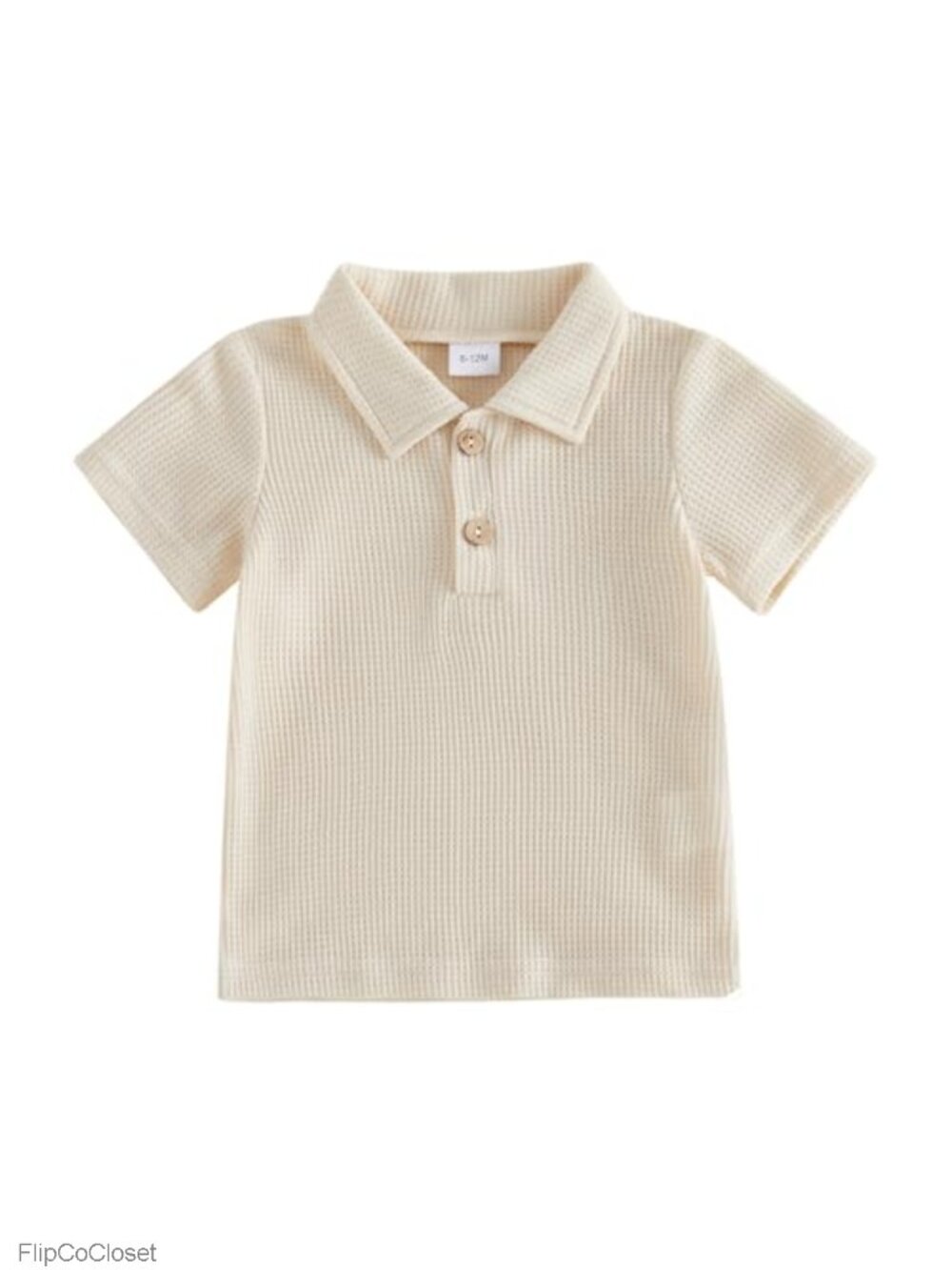 Toddler Boy Waffle Knit Button Down Polo Shirt Short Sleeve